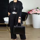 Maria Helena | Elegante Conjunto de 3 peças Composto por Cardigan Longo, Top e Calças