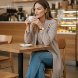 Maria Helena | Elegante Conjunto de 3 peças Composto por Cardigan Longo, Top e Calças