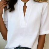 Margarida | Blusa chic com decote em V e detalhe dourado