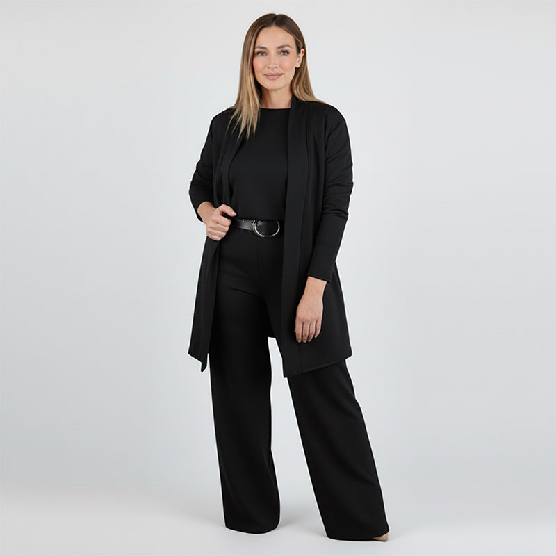 Maria Helena | Elegante Conjunto de 3 peças Composto por Cardigan Longo, Top e Calças