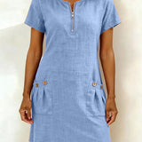 Carolina | Vestido de algodão com fecho de corrente