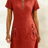 Carolina | Vestido de algodão com fecho de corrente