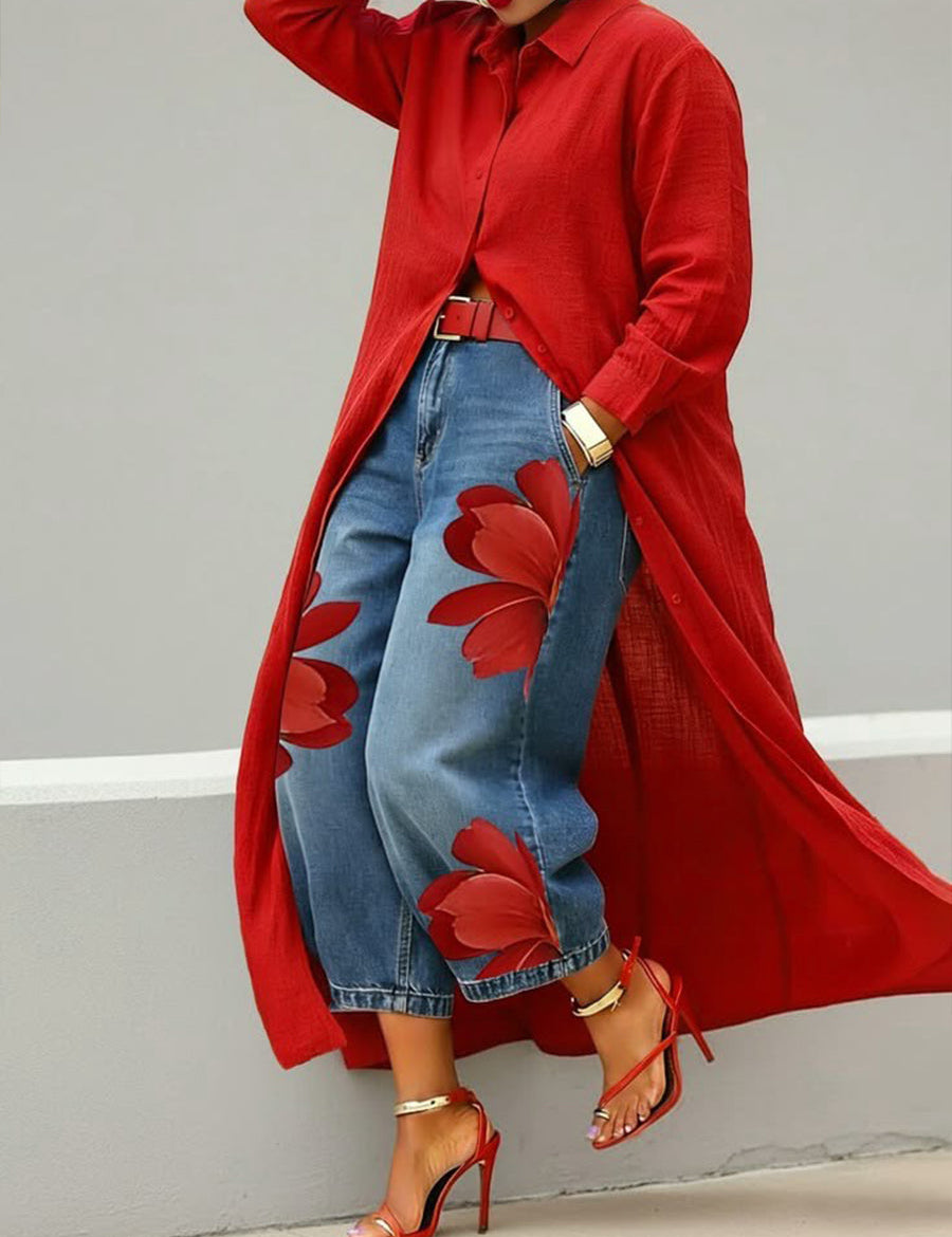 Marilou | Vestido de Linho & Conjunto de Denim Floral