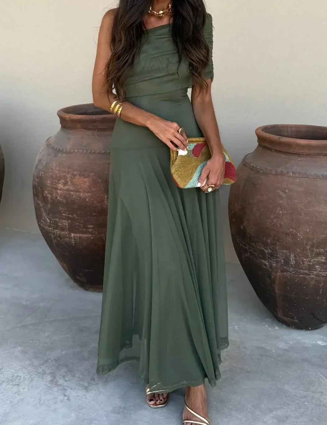 Maria Lisboa | Vestido Comprido de Verão Plissado